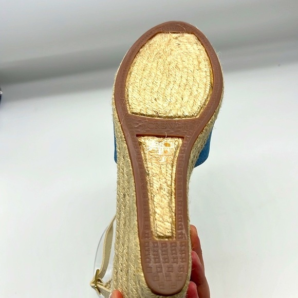 J.Crew - Blue Espadrille Adjustable Ankle Strap Round Toe Comfortable Wedges 10 - Picture 8 of 13